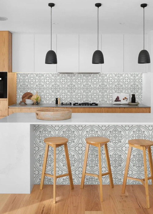 Wallpaper On Island Kitchen