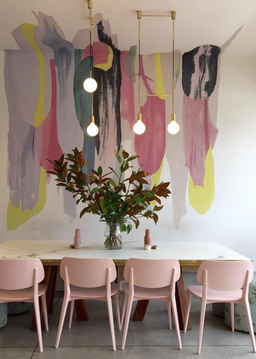 Paint Stroke Wallpaper Mural Wall And Ceiling Dining Room