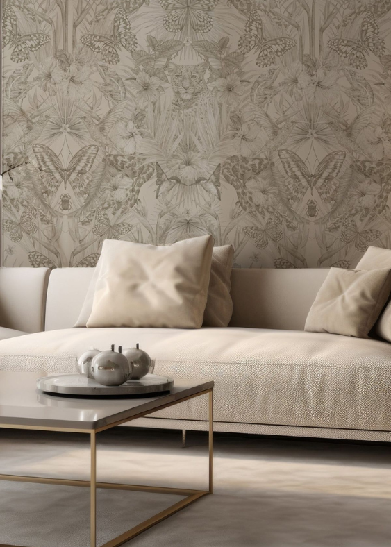 Minimalist Micro Patterns Reveal Intricate Detail – Gray & White – Exotica Alabaster Wallpaper