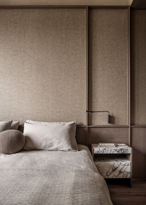 Minimalist Modern Wallcovering Bedroom Headboard Linen Grasscloth
