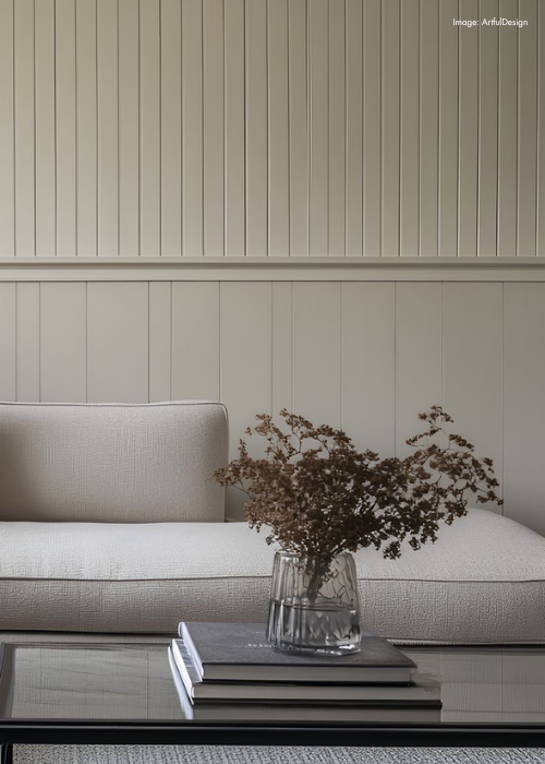 Vertical Wainscotting Wallcovering Living Room Modern