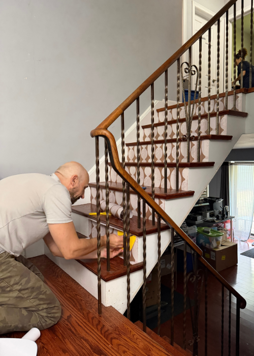 Peel And Stick Wallpaper Install Omb Wallpaper Consultants Mississauge Interior Design Otto Studio Stair Risers