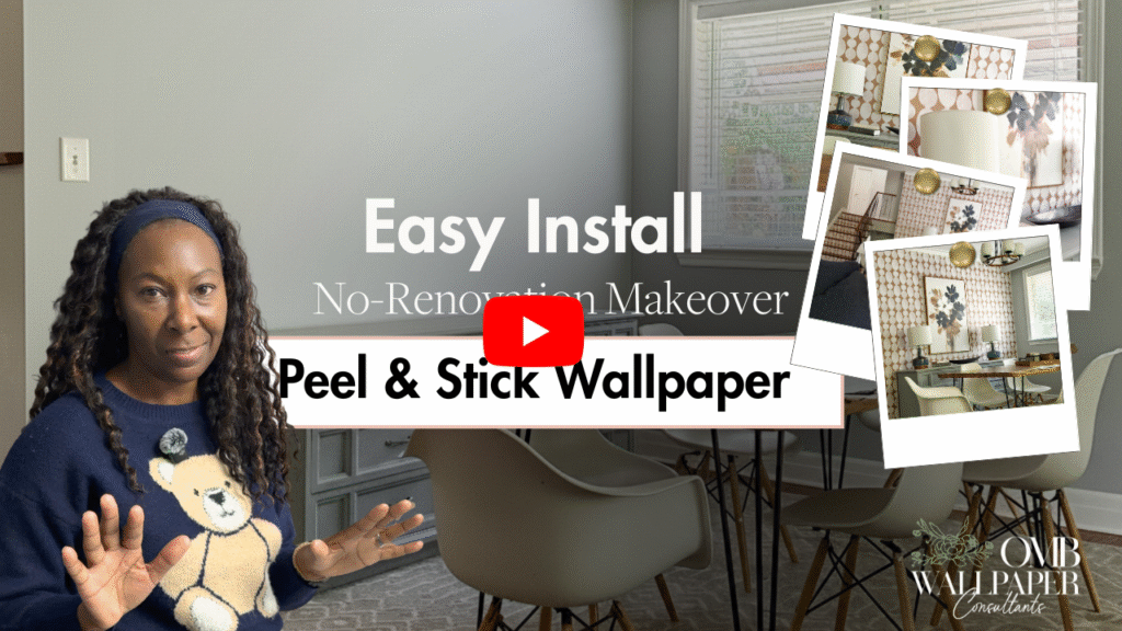 Peel and stick wallpaper installation, dining room transformation renter friendly