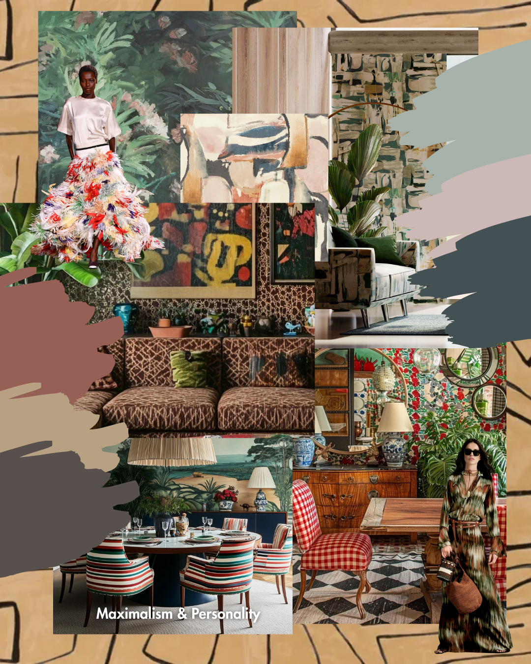 Maximalism Interior Desgin Mood Baord Wallpaper And Fashion Runway, Benjamin Moore Colour Of The Year 2026
