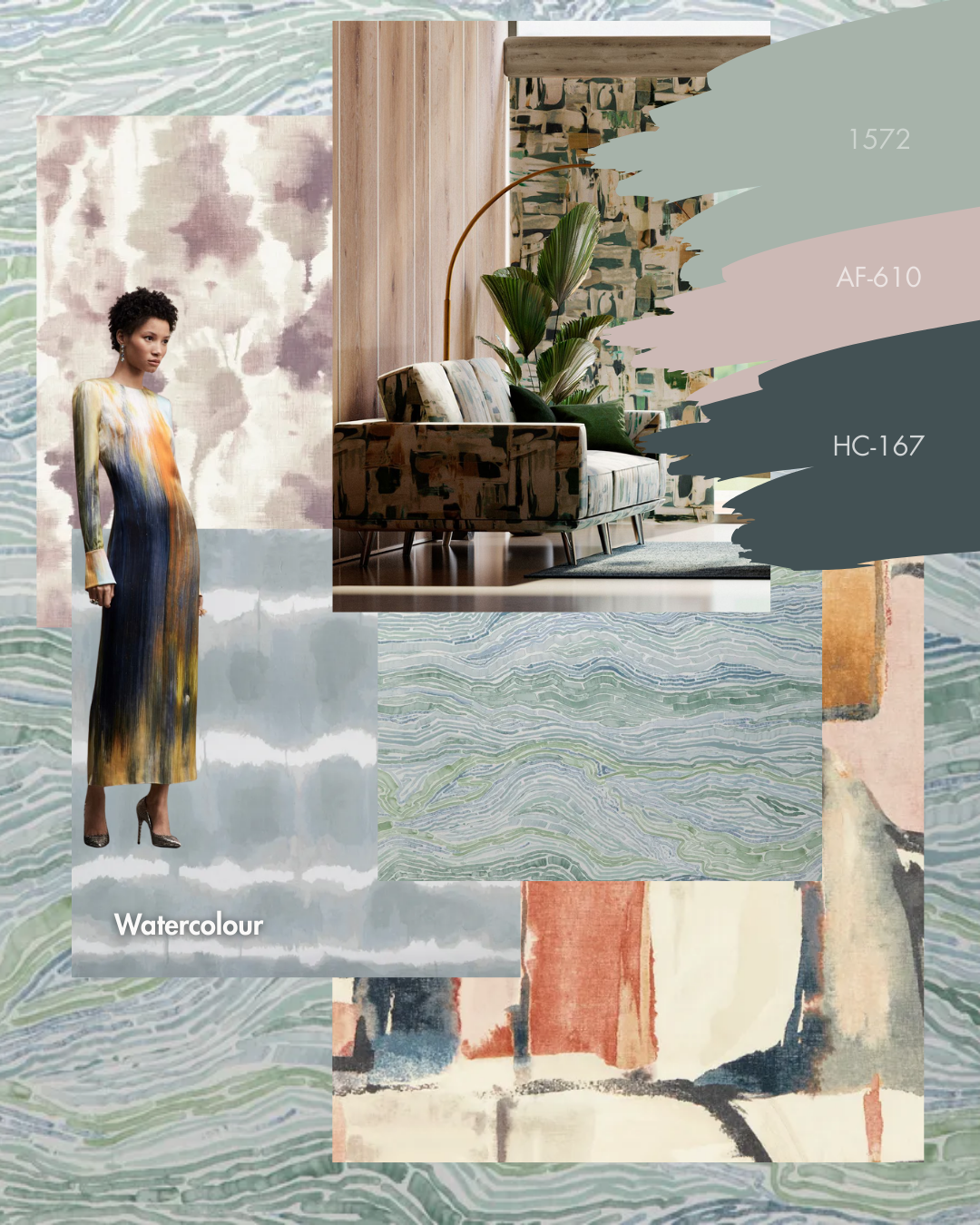 Watercolour Wallpaper Mood Board 2026 Fashion Colour Trends