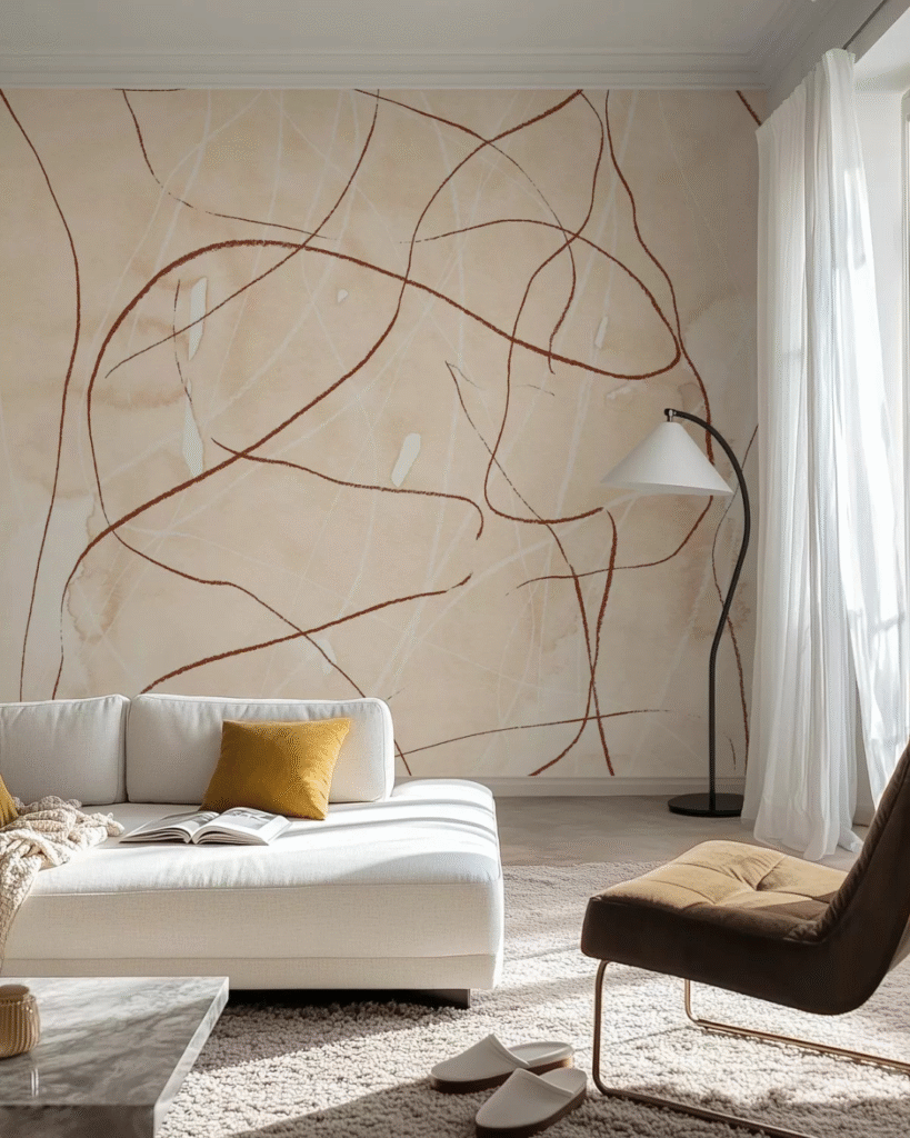 Abstract Line Mural Living Room